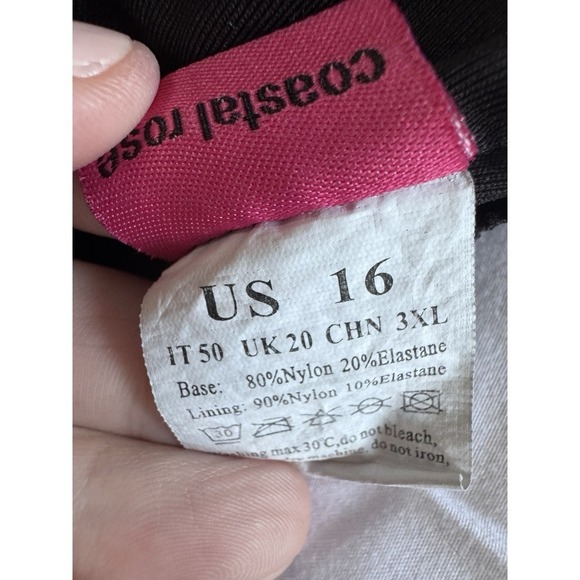 Coastal Rose Women's 16 Bathing Suit One Piece Black Rouche Waist - Picture 7 of 10